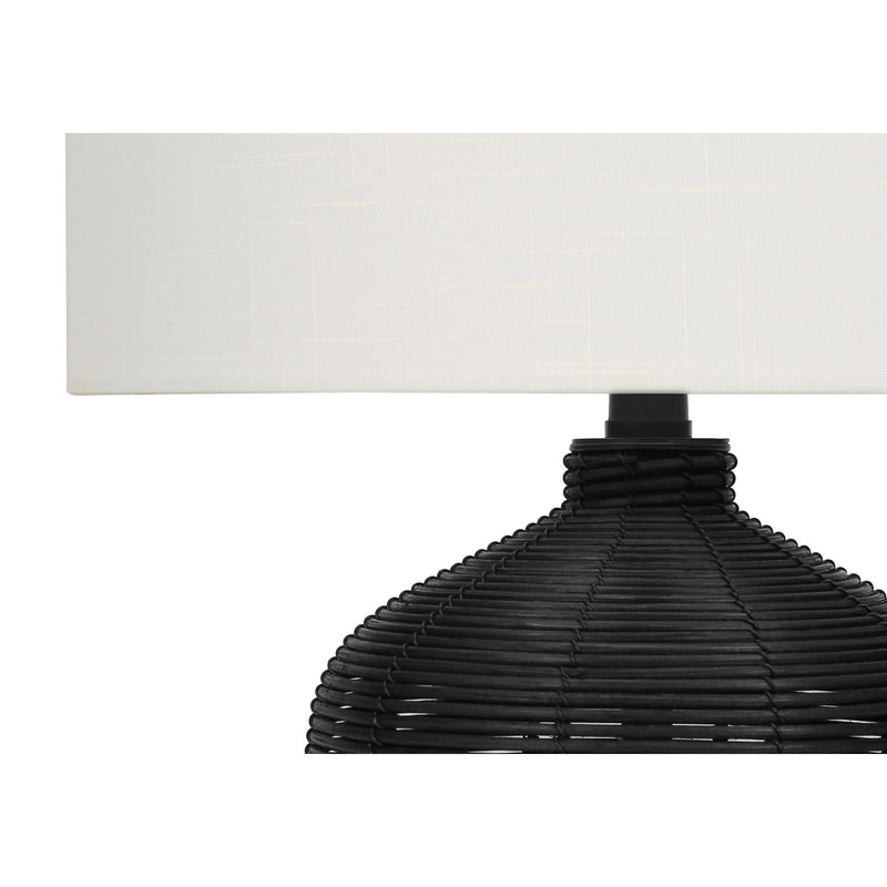 Monarch I 9734 23"H Table Lamp - Black Rattan/Ivory Shade IMAGE 5