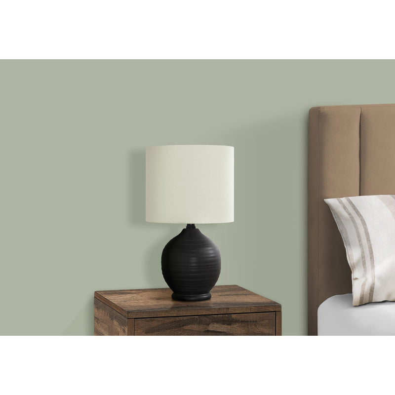 Monarch I 9739 17"H Table Lamp - Black Ceramic/Ivory Shade IMAGE 2