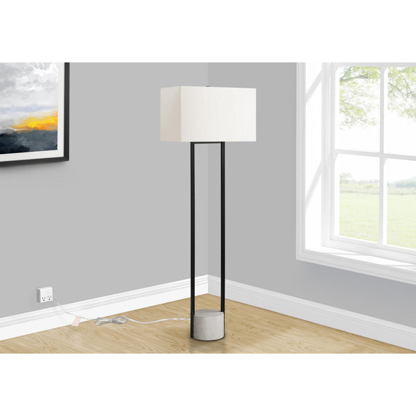 Monarch I 9752 62"H Floor Lamp - Black Metal/Ivory IMAGE 1