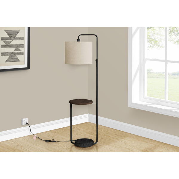 Monarch I 9753 67"H Floor Lamp - Black Metal/Ivory/Usb IMAGE 1