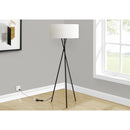 Monarch I 9756 62"H Tripod Floor Lamp - Black Metal/Ivory IMAGE 1