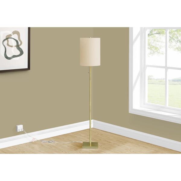 Monarch I 9759 62"H Floor Lamp - Brass Metal/Ivory Shade IMAGE 1