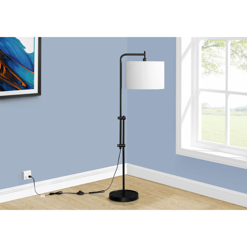 Monarch I 9760 63"H Floor Lamp - Black Metal/Ivory Shade IMAGE 1