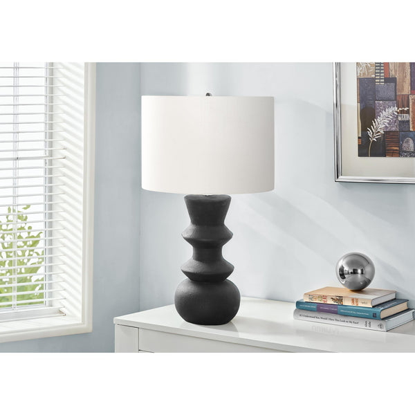 Monarch I 9763 26"H Table Lamp - Black Ceramic/Ivory Shade IMAGE 1
