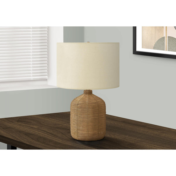 Monarch I 9769 23"H Table Lamp - Brown Rattan/Beige Shade IMAGE 1