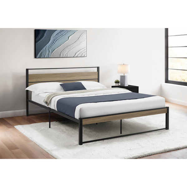 Monarch I 6070Q Bed - Queen Size / Dark Taupe / Black Metal Platform IMAGE 1
