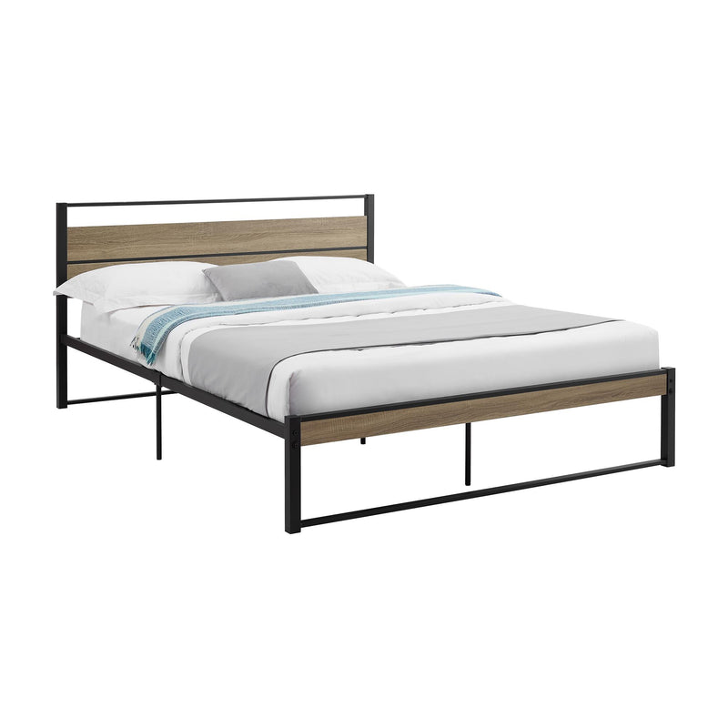Monarch I 6070Q Bed - Queen Size / Dark Taupe / Black Metal Platform IMAGE 2