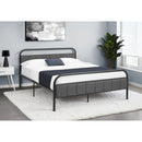 Monarch I 6075Q Bed - Queen Size / Grey Fabric / Black Metal Platform IMAGE 1