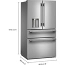  KitchenAid 36-inch, 29.51 cu. ft. Freestanding French 4-Door Refrigerator with Water and Ice Dispensing System KRMF436SPS IMAGE 8