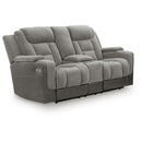  Signature Design by Ashley Mixed Motion PC8350518 Power Reclining Loveseat with Console  & Adjutasble Headrest IMAGE 1