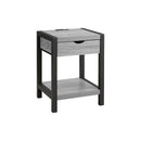  Monarch I 3201 Accent Table - 24"H / Grey / Black Metal Usb / Plug IMAGE 1