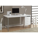  Monarch I 7046 Computer Desk - 60"L / White / Silver Metal IMAGE 3