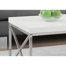  Monarch I 3028 Coffee Table - Glossy White With Chrome Metal IMAGE 2