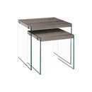  Monarch I 3053 Nesting Table - 2Pcs Set / Dark Taupe / Tempered Glass IMAGE 2