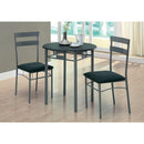  Monarch I 3095 Dining Set - 3Pcs Set / Black / Silver Metal IMAGE 2