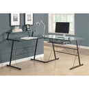  Monarch I 7172 Computer Desk - Black Metal Corner With Tempered Glass IMAGE 3