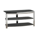  Monarch I 2038 Tv Stand - Chrome Metal / Black Tempered Glass IMAGE 1