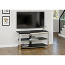  Monarch I 2038 Tv Stand - Chrome Metal / Black Tempered Glass IMAGE 2