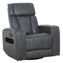 Primo International Heritage Swivel Glider Leather Match Chair Colton 74986 Swivel Glider Recliner - Charcoal IMAGE 3