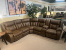 2 PC Brown Fabric Double Reclining Sectional