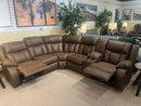 2 PC Brown Fabric Double Reclining Sectional