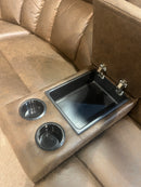 2 PC Brown Fabric Double Reclining Sectional