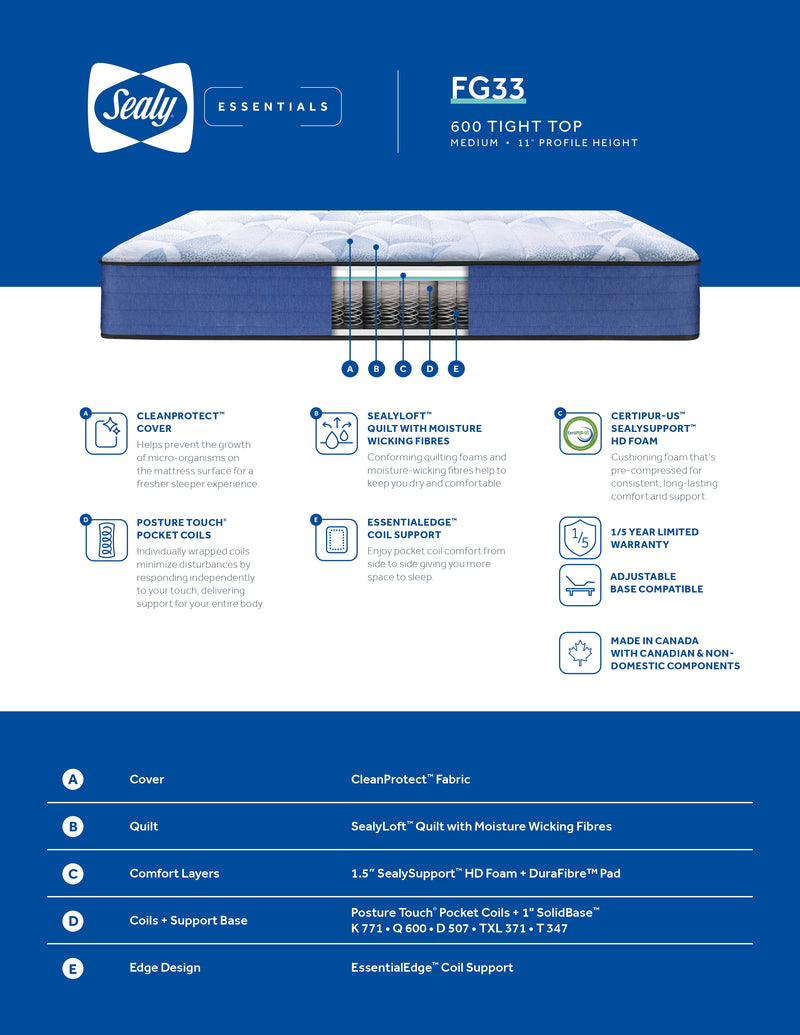 FG33 Exclusive Sealy Mattress (Queen)