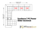 Sundance 7 PC Power Sliding Sectional